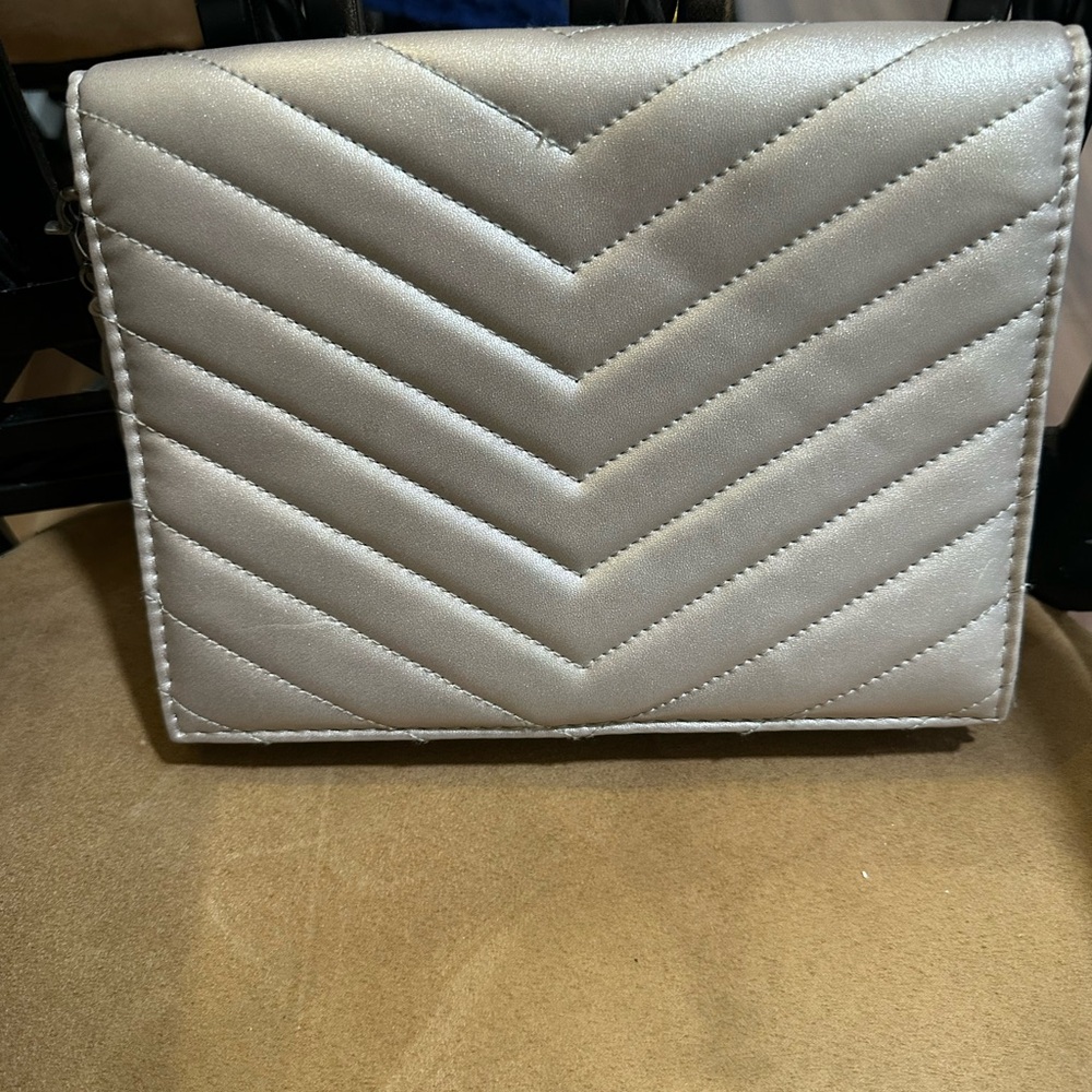 Neiman Marcus Silver Chevron Clutch